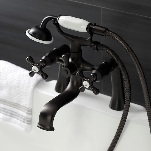 KS228ORB Deck Mount Clawfoot Tub Faucet With Hand Shower, Oil Rubbed Bronze